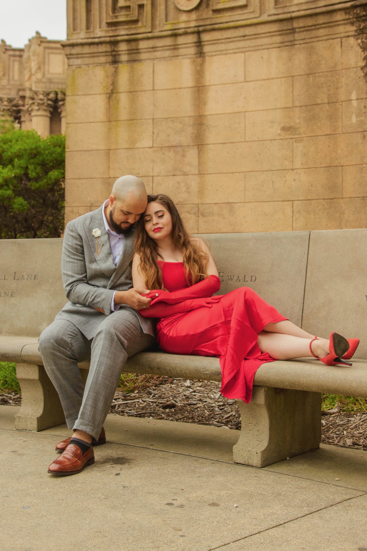 Devin and Melody sharing a quiet moment during their engagement session